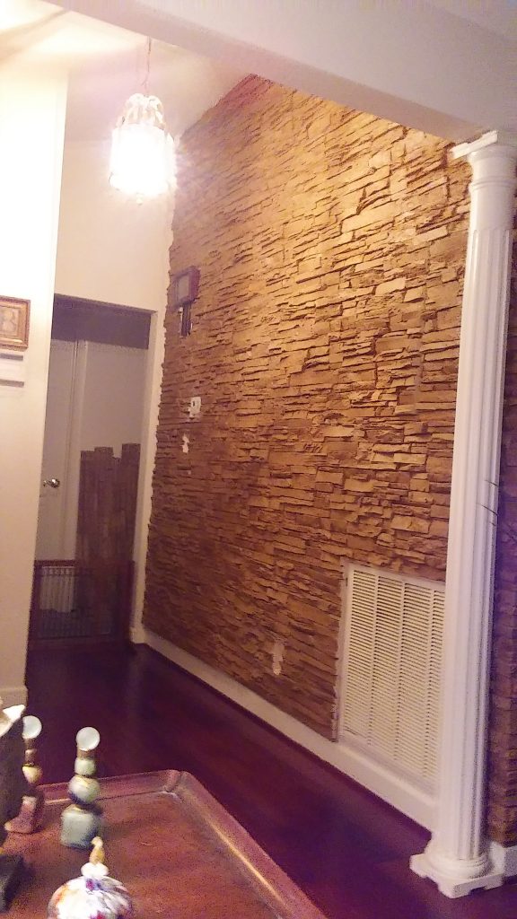 Gary cut out the sections of the panel to leave access to vents, power sockets and light switches.