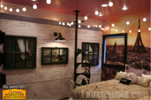 Extreme Makeover: Home Edition used white brick veneer panels to create this Paris-themed room.