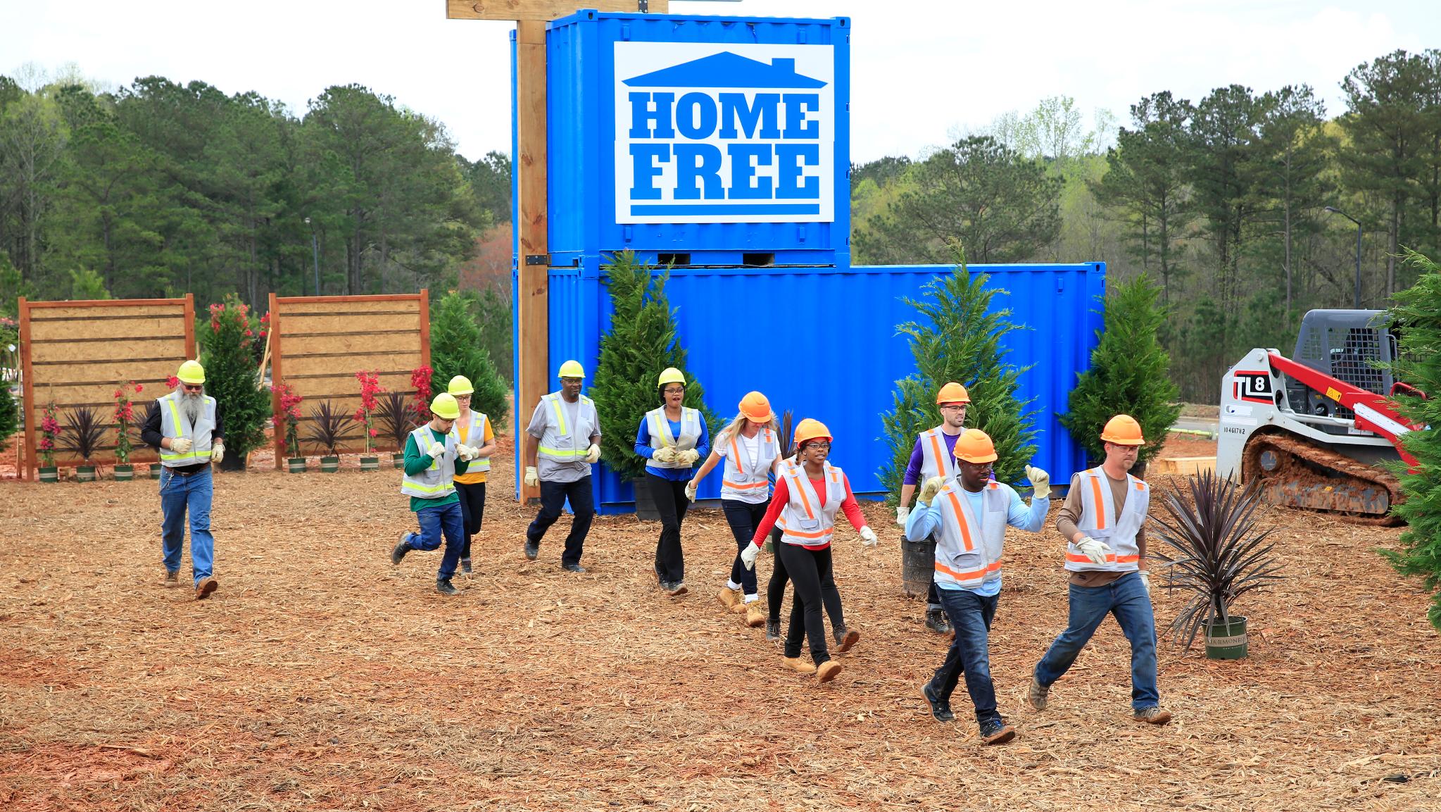 The contestants on the Home Free TV competition show get ready to work.
