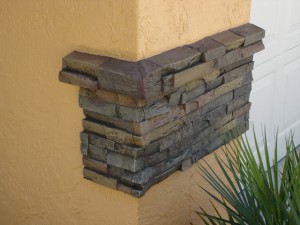 Decorative stone accents give Jeff's home a unique and interesting look. Rather than side his entire home, Jeff added small sections of the panels to detail areas like corners.