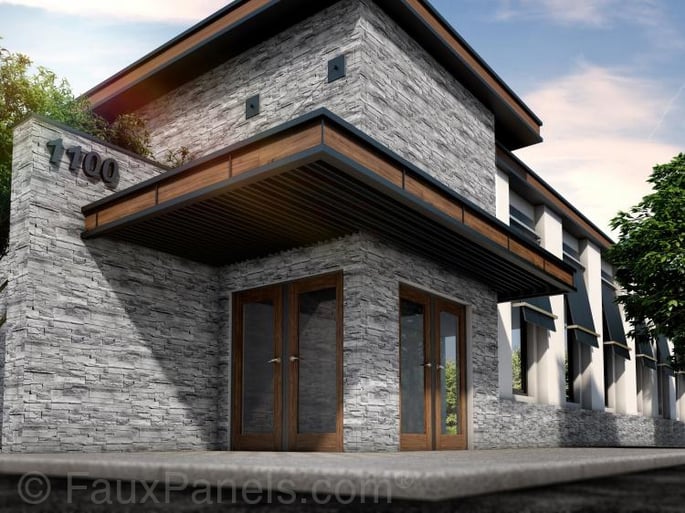 Manufactured stone veneer siding creates a burst of visual appeal on exterior designs.