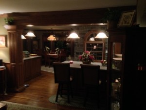 Mike's whole home was enhanced by the placement of faux cobblestone accent walls.