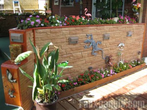 Faux stone planters made from  polypropylene siding panels