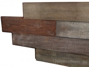 Reclaimed barn board paneling, close-up view