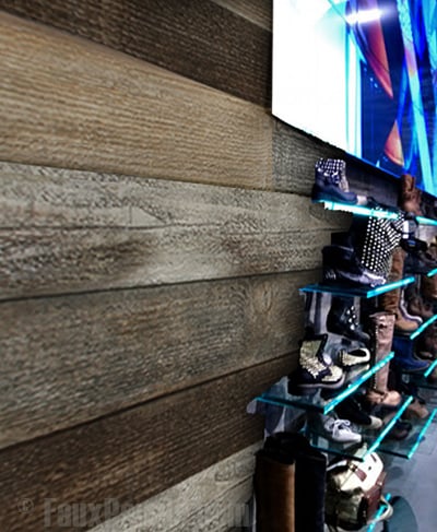 The paneling provides an excellent background for product displays.