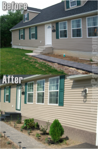 A new home's concrete foundation design transformed with artificial dry stack.