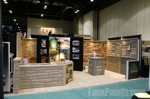 Trade show booth covered in Windsor Random Rock panels
