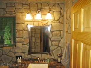 Bathroom backsplash in Carlton Fieldstone - Dakota Blend