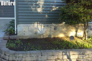 A home's uncovered concrete foundation