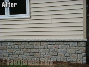 Cobblestone style foundation covering