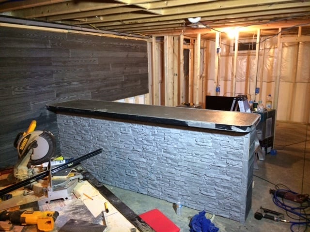 Construction began by framing the bar out, using traditional techniques.