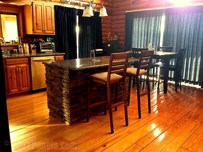 Kitchen island built with the look of natural stone.