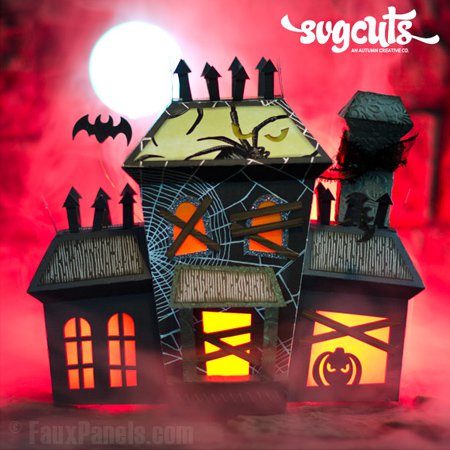 Halloween pictures are given a quality look with faux stone panels.