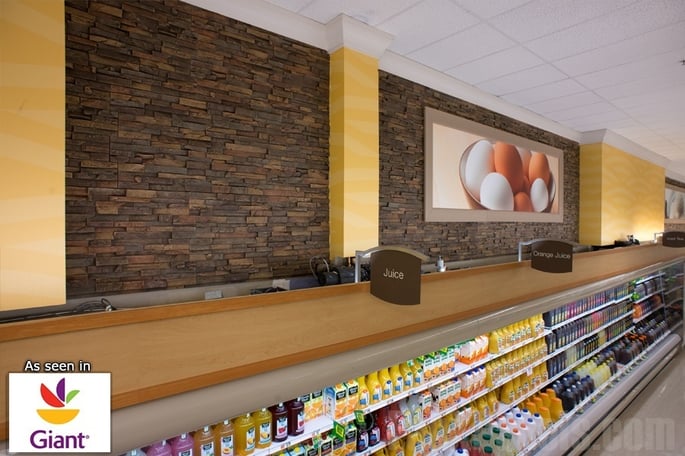Faux drystack panels lend character and charm to retail environments.