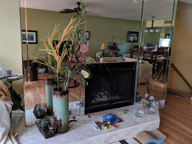 Mirrored fireplace